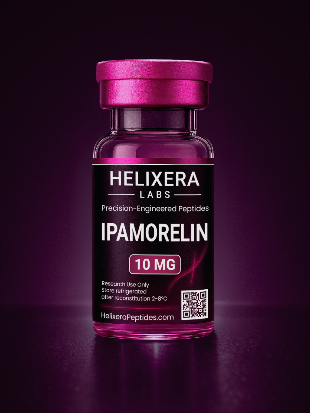 Helixera Labs Ipamorelin bottle on a dark background
